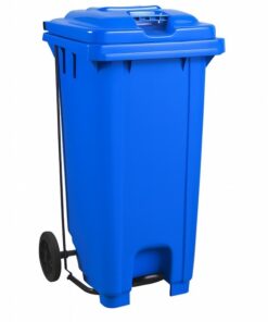 Wheelie Pedal Bin - 120L Foot Operated Pedal Bin - Plastic - Blue