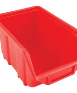 Senator Stack & Hang Plastic Bin - Small Parts Storage - SEN2 - with Label Holder - 24 x 15.5 x 12.5 cm - Red