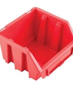 Matlock Plastic Storage Bin - Wall Mountable & Stackable - Label Holder - 11.6 x 11.2 x 7.5 cm - Red