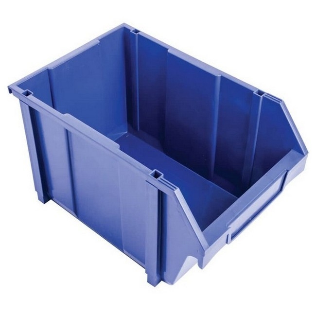 Matlock Plastic Louvre Panel Bin - Stack and Hang Container - Interlocking Design - 28 x 42.5 x 26 cm - Blue