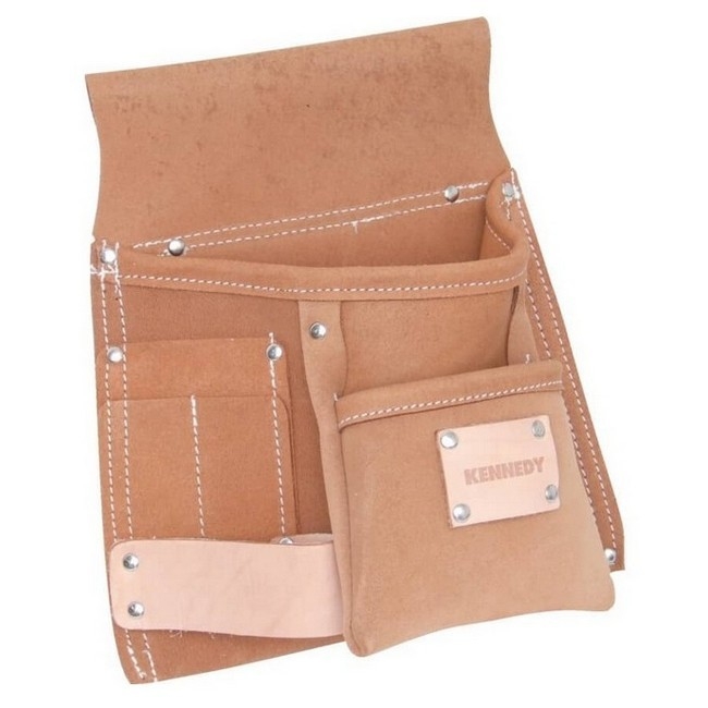 Kennedy Tool Belt - Leather - 5 Pockets - Tan - 28 x 28 cm