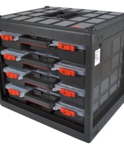 Kennedy Small Parts Organiser Case - Plastic Case & Drawers - 4 Stackable Cases - Translucent Lids - 42.5 x 37.5 x 35 cm