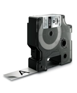 Dymo Original IND-Tape for Rhino, 19mm x 5.5m, Permanent Polyester, Black on Metallic