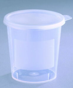 Beaker 400 ml, PP, natural, graduated, w. snap lid, assembled, sterile, pack of 185