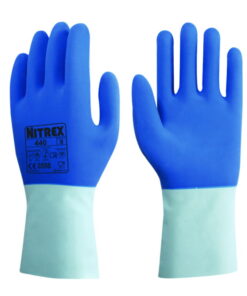 Chemical protective gloves Nitrex 440 XS (6) latex, blue, cotton lining inside, pack of 10 pair