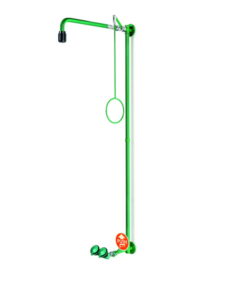 B-Safety Body Emergency Shower ClassicLine with Eye Shower for Wall Mounting, Finery, Green
