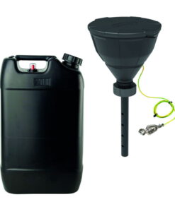 SCAT SafetyWasteSet: Canister S60 (20 L) with Mechanical Level Control, Funnel S60, Stainless Steel Sieve