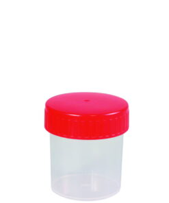 Ratiolab Multipurpose Beakers 60 mL with Red Screw Lid, Graduated, Sterilized, Pack of 500