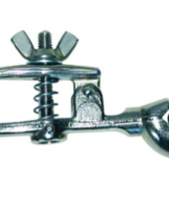 Burette clamp with bosshead, neckelplated brass, for 1 burette