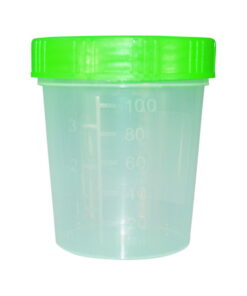 Paul Boettger Urine Beaker 125 ml, PP with Screw-Cap Green, HD-PE, Pack of 100