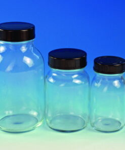 Glaswarenfabrik Karl Hecht Clear Glass Wide Neck Bottle with GL 40 Thread and Screw Cap (100 ml)