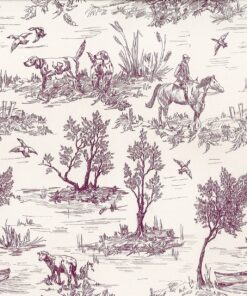 Countryside Toile in Burgundy – Tissue Paper (50m x 50cm)