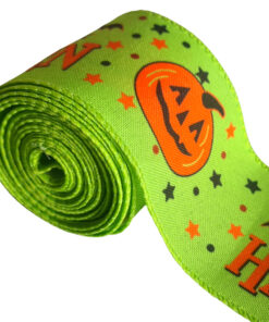 Halloween Ribbon with wired edge – Lime Happy-Halloween