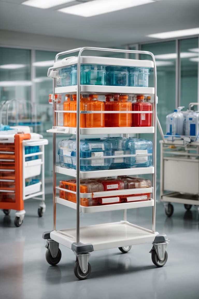 medical dressing trolley with drawers