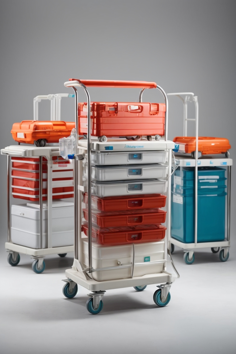 blue resuscitation trolley