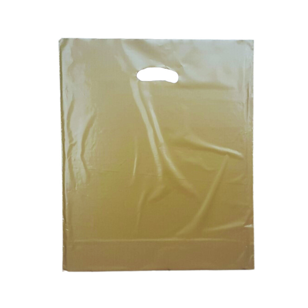 Gold Plastic Carrier Bags (460+40x380mm)(500 Units)