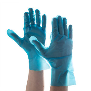 Alternative view of TPE Gloves Clear & Blue – Golden Hands 200’s