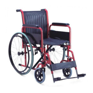 Steel Wheelchair with Detachable Arm & Footrest – PVC Seat