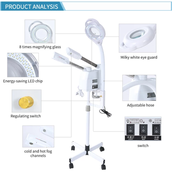 3 in 1 Hot & Cold Facial steamer with mag lamp - Image 2