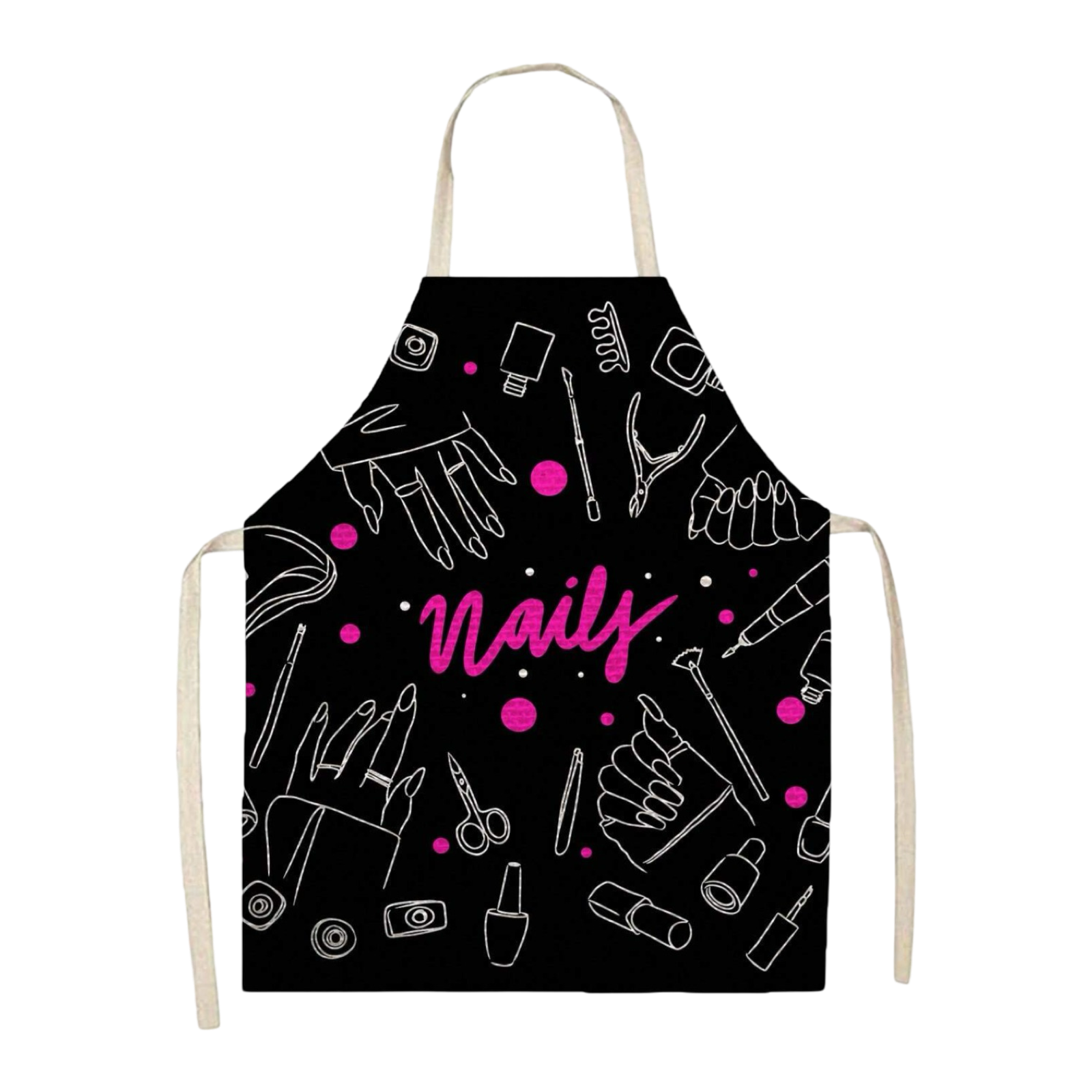 Pink & Black Glam Nails Apron