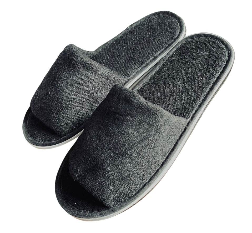 Disposable black open toe slippers - 100 pairs