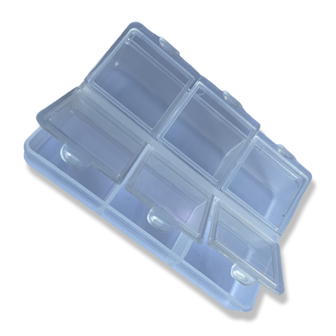 Empty 6 grid nail storage container