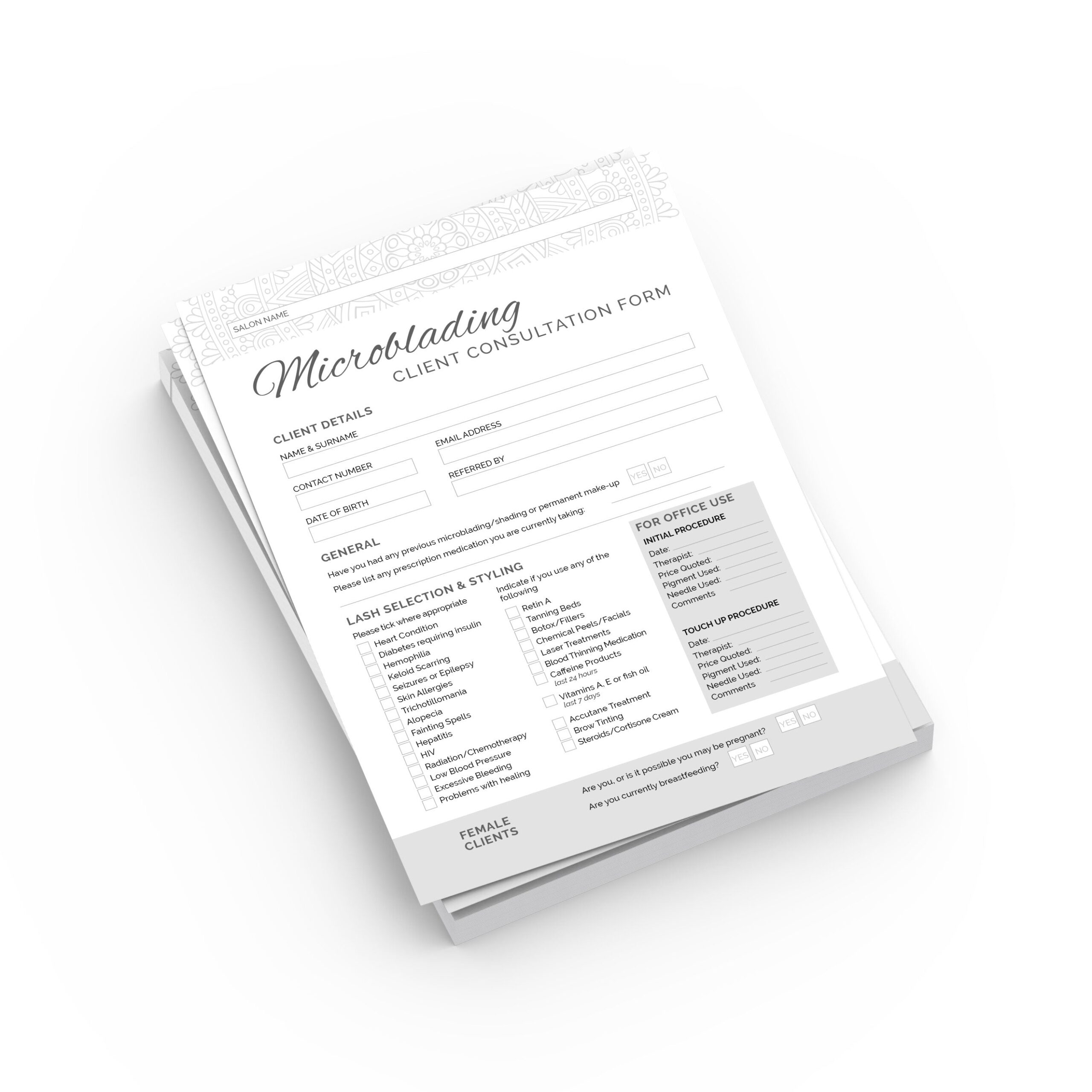 Microblading Consultation & Disclaimer cards