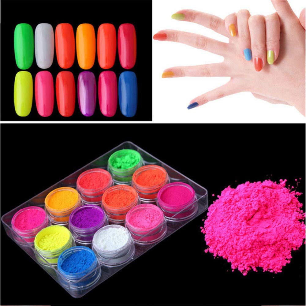 Neon Nail art Pigments - 12pc Set - Image 2