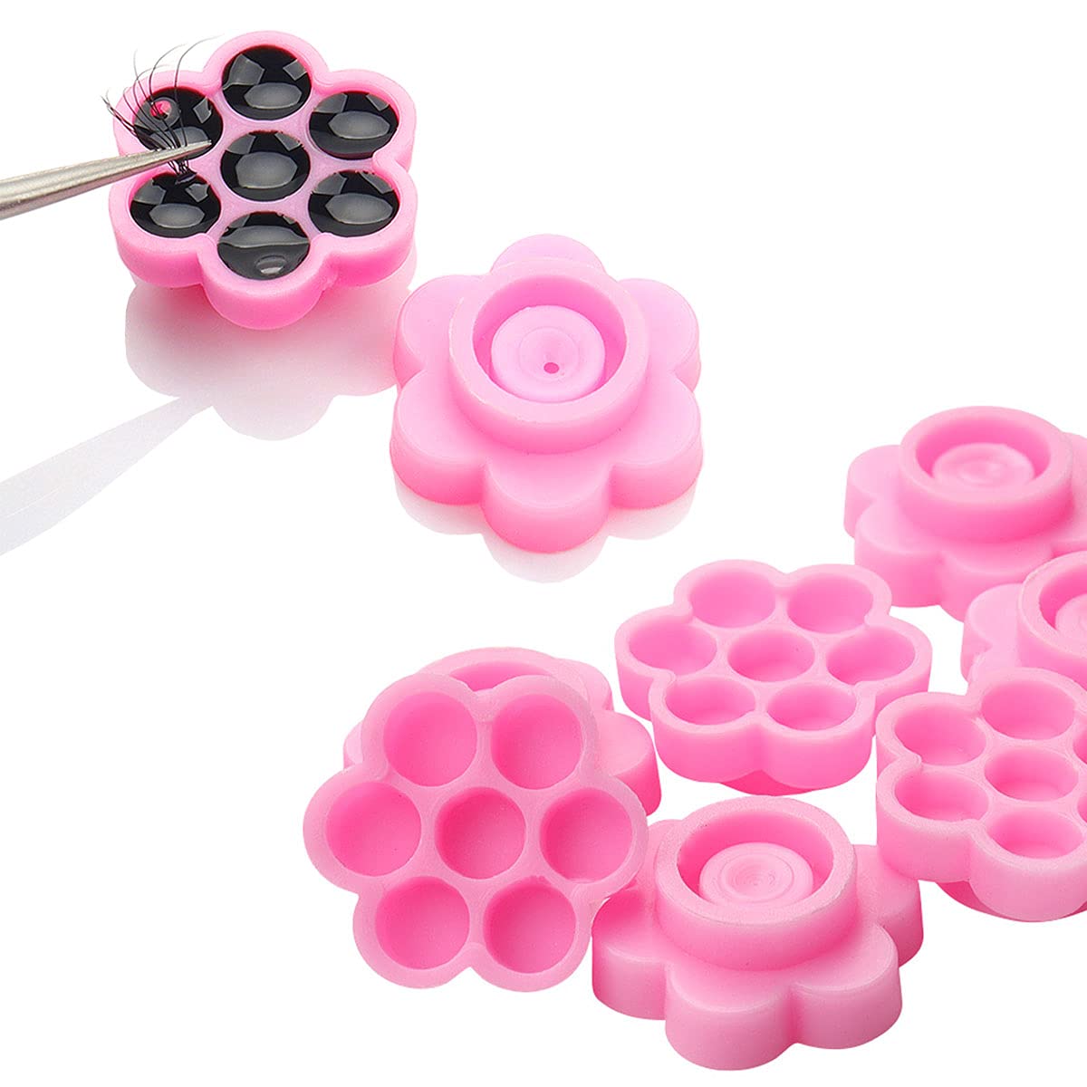 Alternative view of Pink flower glue trays 100pc