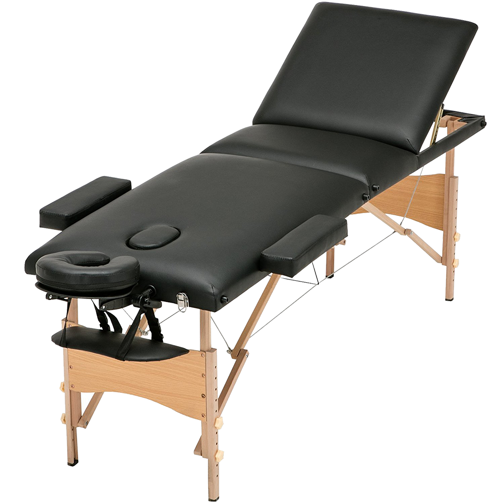 Portable massage bed - back-lift function - Black - White