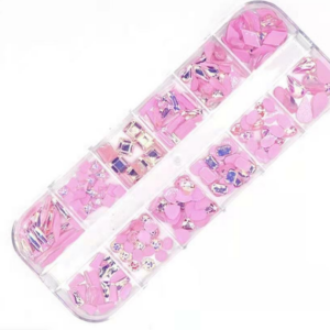 Pink Gemstone Mixed Nail Art Tray