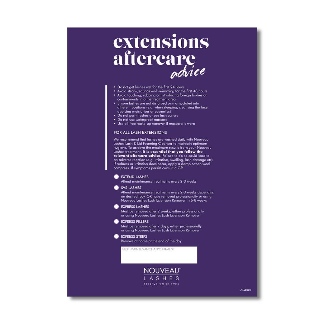 Nouveau Lashes - Extension Aftercare Cards