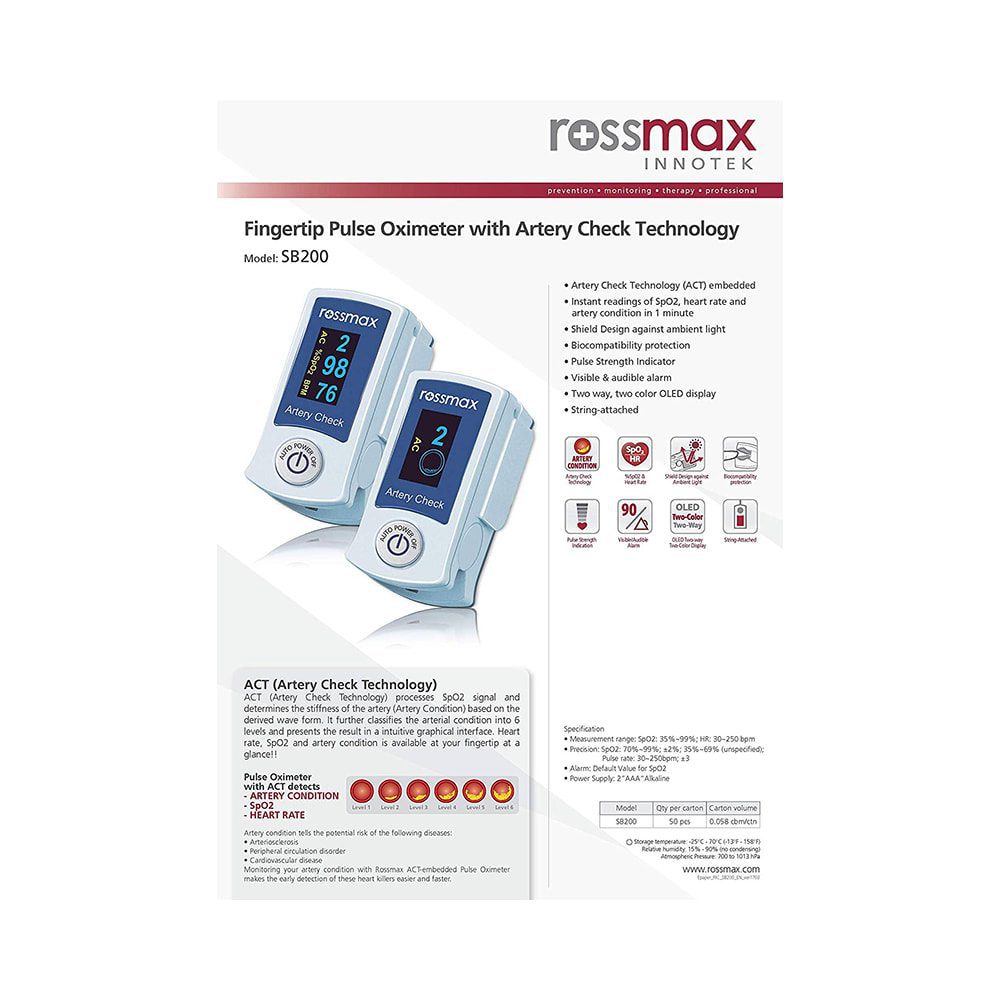 Alternative view of Rossmax SB200 Artery Check Pulse Oximeter