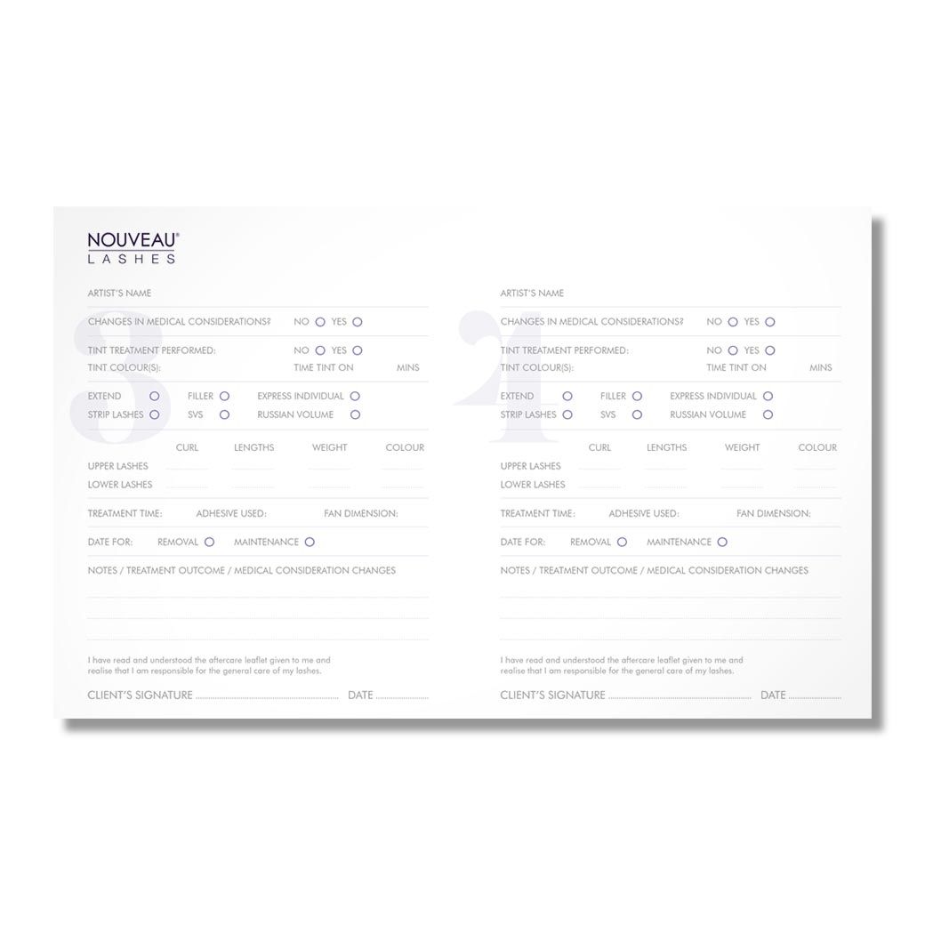 Alternative view of Nouveau Lashes - Lash Extensions treatment record card