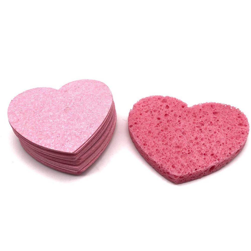 Cellulose Pink Heart Compressed Sponge