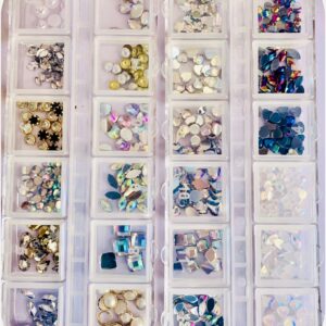Nail art tray set 12 grit mixed gems - 2 Options