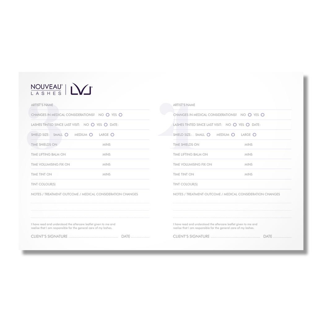 Alternative view of Nouveau Lashes - LVL Treatment Record cards