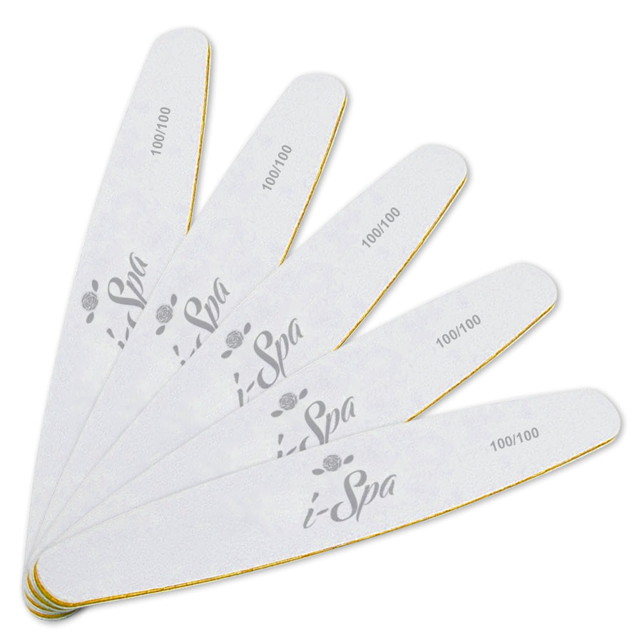 i-Spa White Oval Nail File  100/100 - PACK OF 10